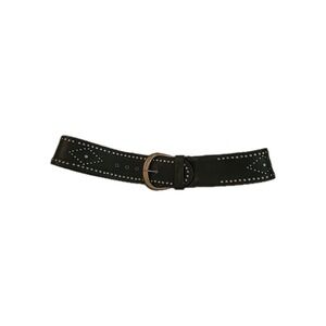 Vintage Women Wide Studded Leather Belt  XL Brown‎ Etched Buckle Bohemian Chic